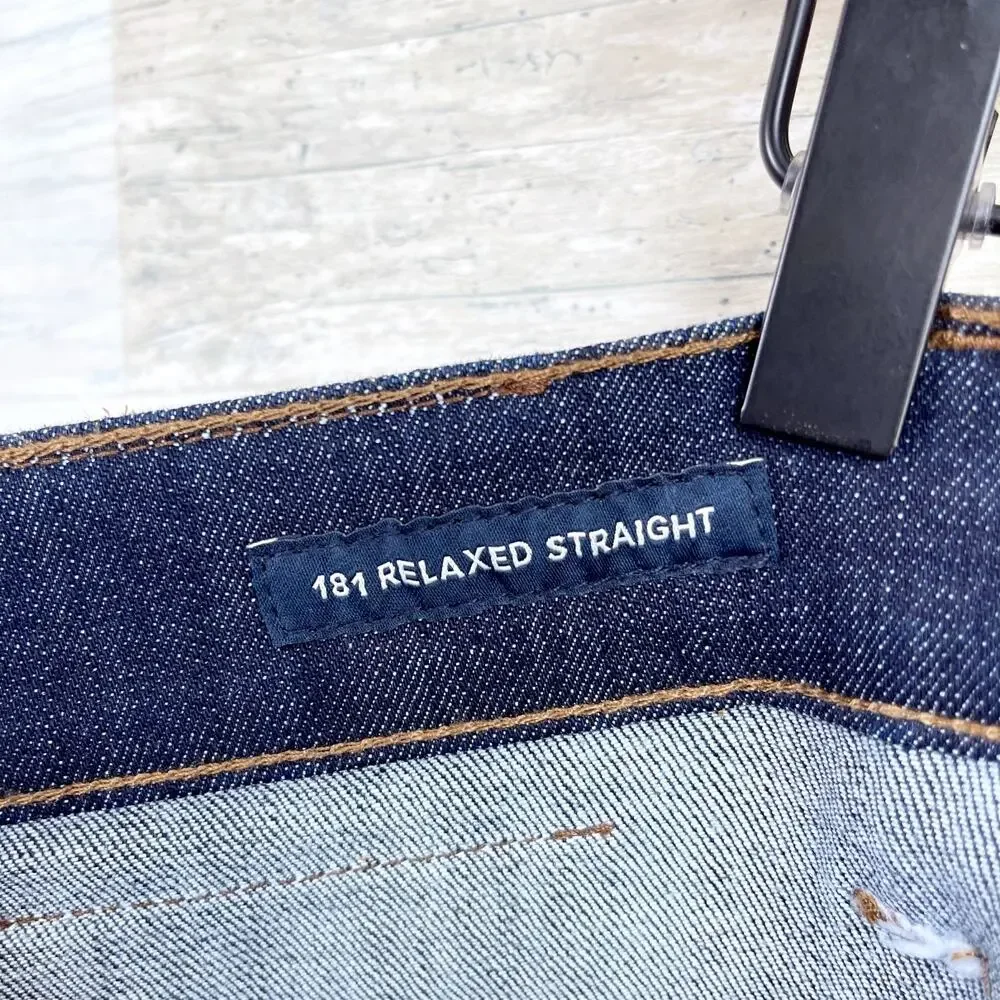 Lucky Brand 181 Relaxed Straight Jeans Dark Wash Mid Rise Stretch Mens 48x32